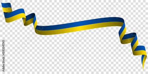 Ukrainian ribbon flag in transparent design for independence day or national day template design
