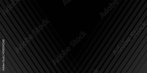 Black oblique straight line background. Masculine dark linear abstract wallpaper. Elegant luxury striped gradient texture. Grey diagonal lines backdrop for flyer, banner, poster, presentation. Vector