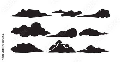 clouds set. Minimal icon, Black solid silhouette cloud icon. vector illustration eps10