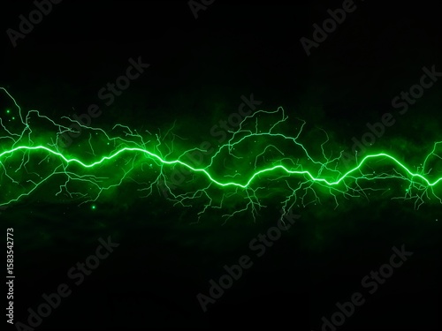 Vivid Green Light Streaks on Dark Background Creating Dynamic, Energetic Atmosphere with Speed and Power