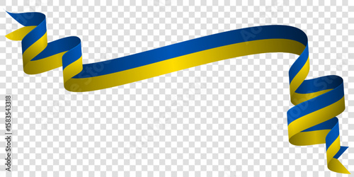 Waving Ukrainian flag ribbon open in the middle. ribbon for ukraine national day or independence day