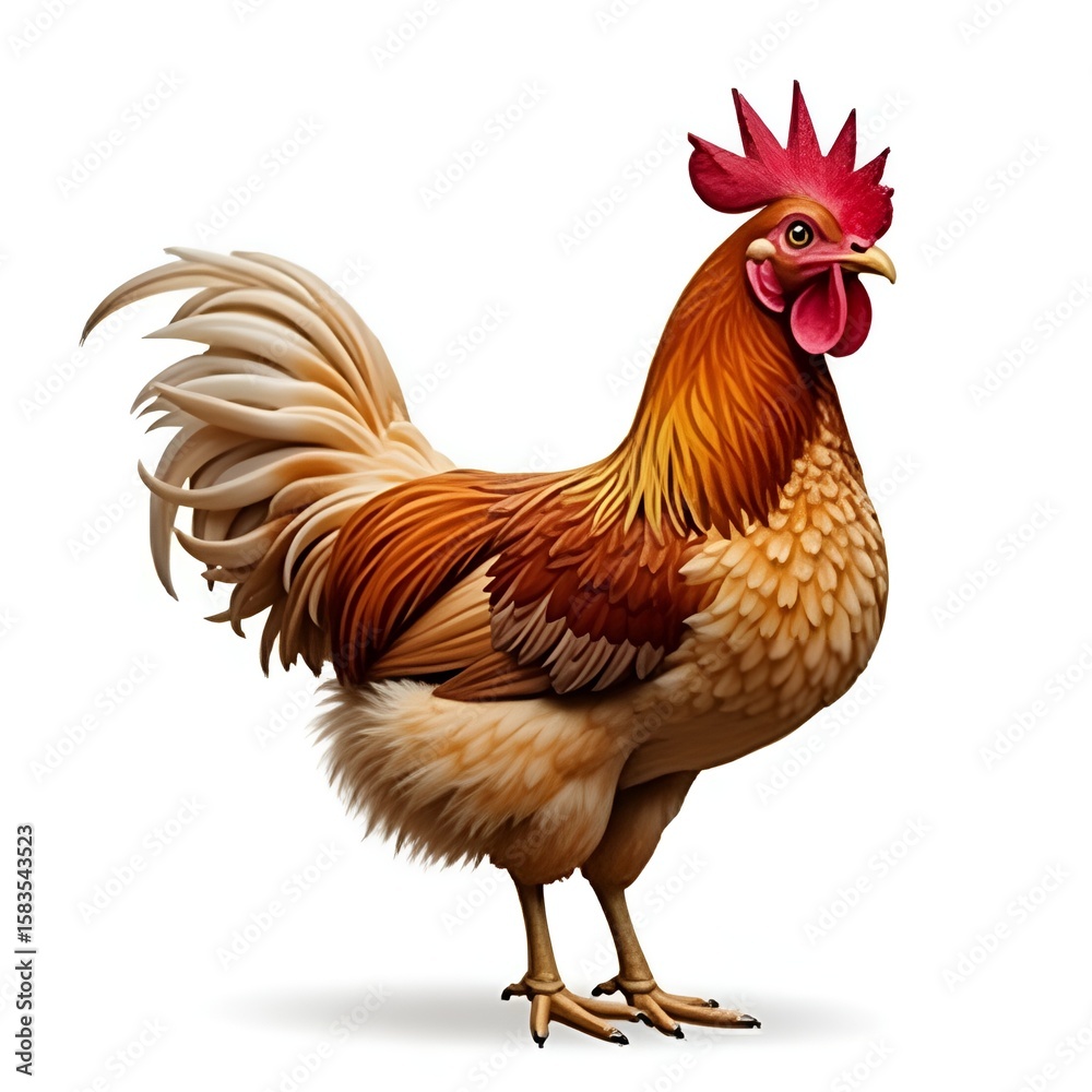 Fototapeta premium Realistic Brown Chicken Isolated on Transparent Background – High-Quality Cutout PNG for Commercial Use