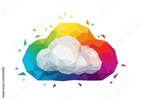 Colorful cloud icon with a vibrant rainbow design with copy space