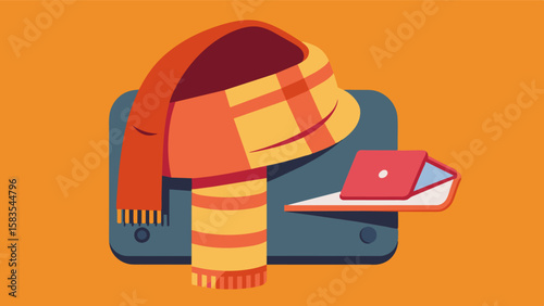 Multifunctional scarf Can be used as a scarf for warmth on cold flights or as a cover for your laptop in crowded spaces.. Vector illustration
