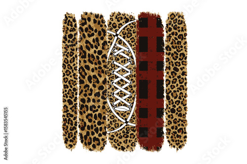 Leopard Plaid Football Brush Stroke Art