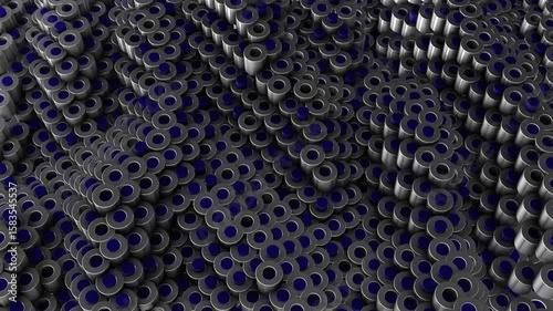 3D Silver and Blue Cylinders Waves Abstract Motion Graphics