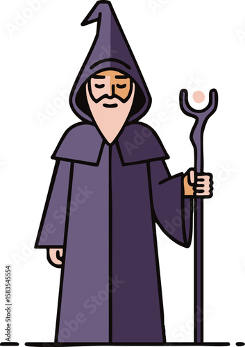 Minimal Flat Design Wizard Illustration