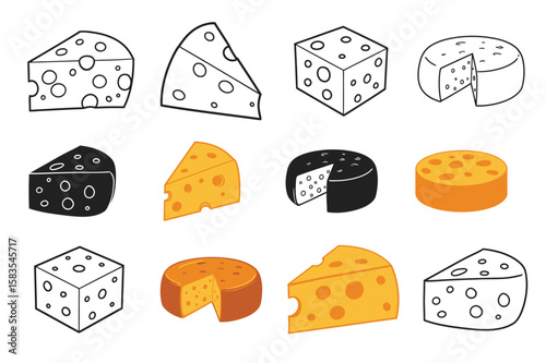“Cheese Vector Icons Collection Set