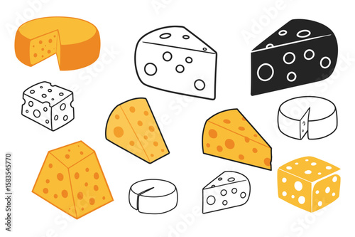 Cheese Icons Vector Set Collection