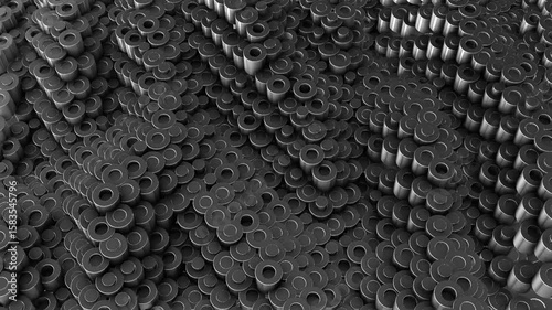 3D Silver Cylinders Waves Abstract Motion Graphics
