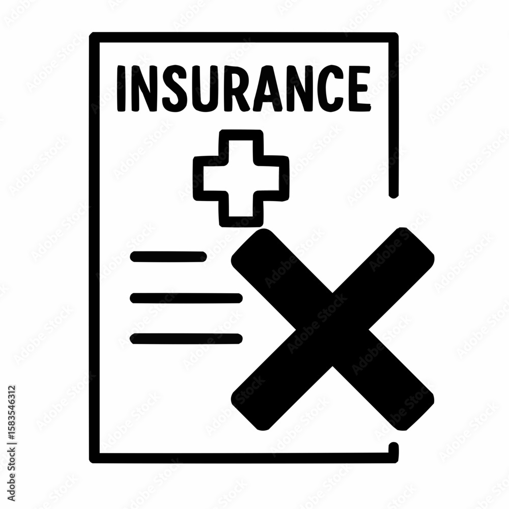 Obraz premium 'X' over insurance form. Coverage rejection