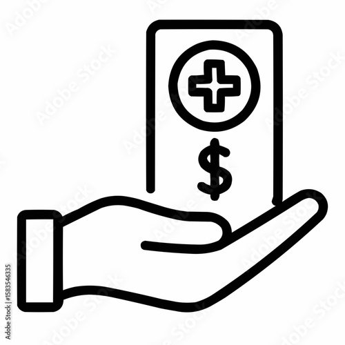 Hand giving medical discount. Financial assistance