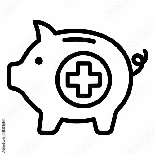 Piggy bank with medical cross. Tax-advantaged savings