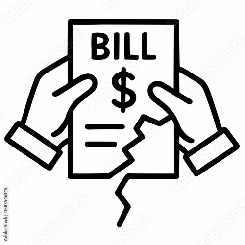 Two hands pulling bill apart. Provider-insurer dispute