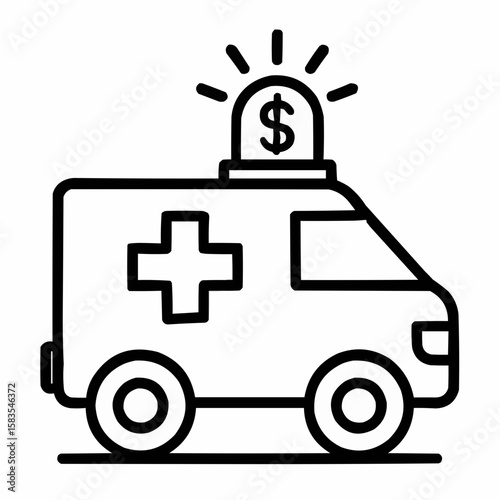 Emergency vehicle with flashing dollar light. Transport fees