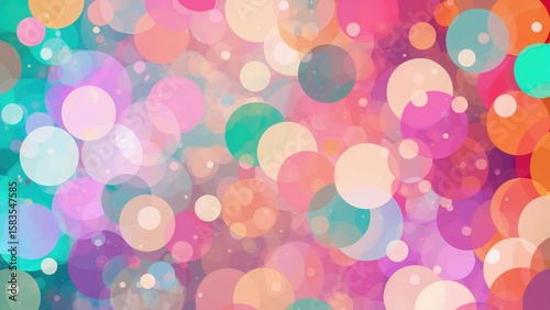 Joyful party environment decorated with colorful orbs