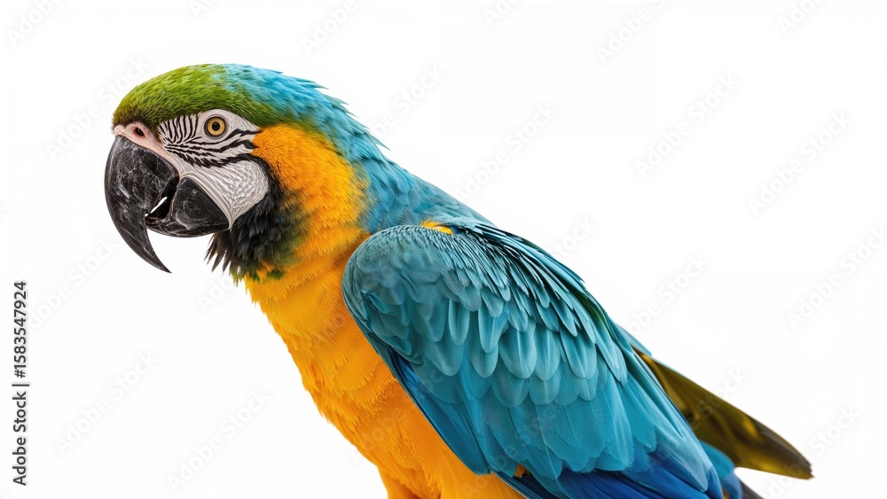 Fototapeta premium Vibrant Macaw Displaying Blue, Yellow, and Green Plumage
