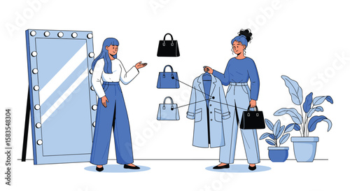 Women enjoy shopping, selecting fashionable clothes and accessories.