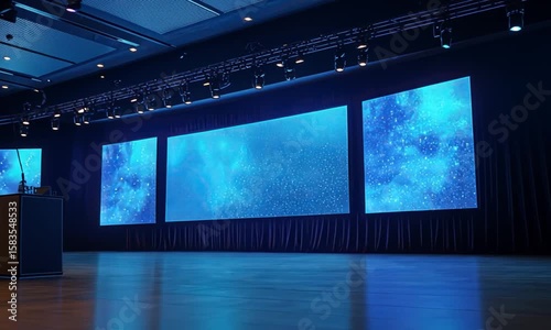 Event Space with Blue Screens