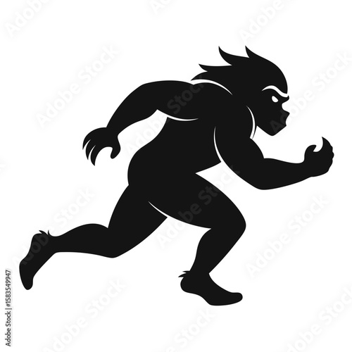 silhouette running gorila vector illustration