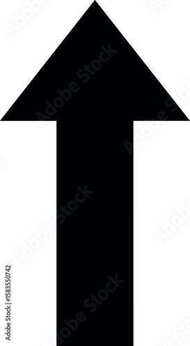 Straight black arrow graph up ward direction over transparent background