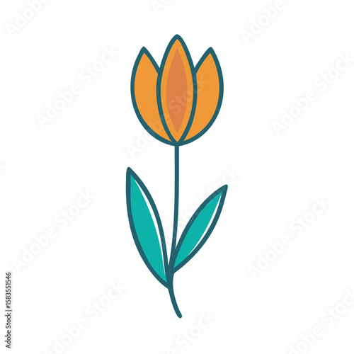 Vibrant Tulip Illustration: An elegantly styled tulip illustration, a symbol of spring, standing gracefully against a clean backdrop, emanating a feeling of vibrancy and vitality.