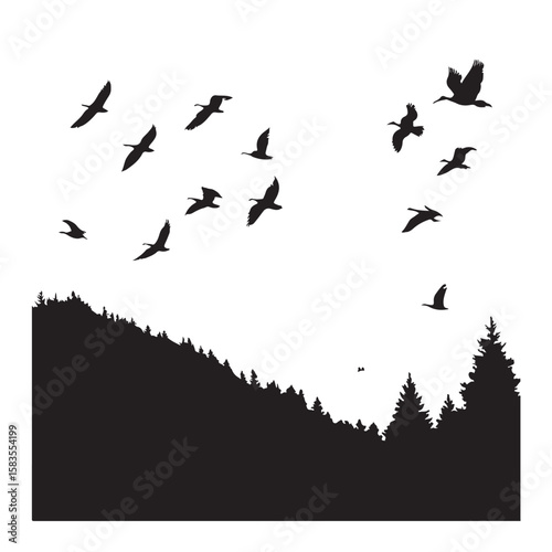 Vogel Zug Vector Silhouette
