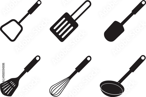 Six Essential Kitchen Utensil Icons Set