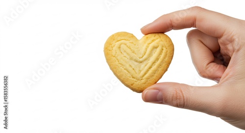優しく握る手のひら ハート型クッキー 温かい光. AI Generated