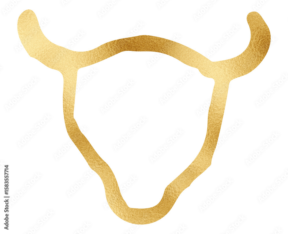 Obraz premium Gold Taurus png zodiac sign sticker, transparent background