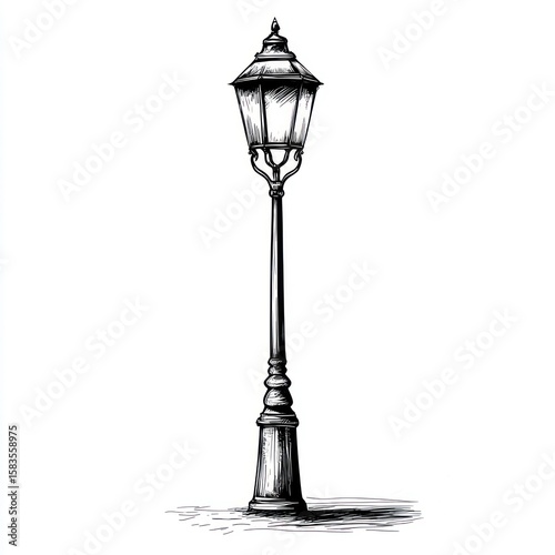 Hand-drawn vintage street lamp (1)