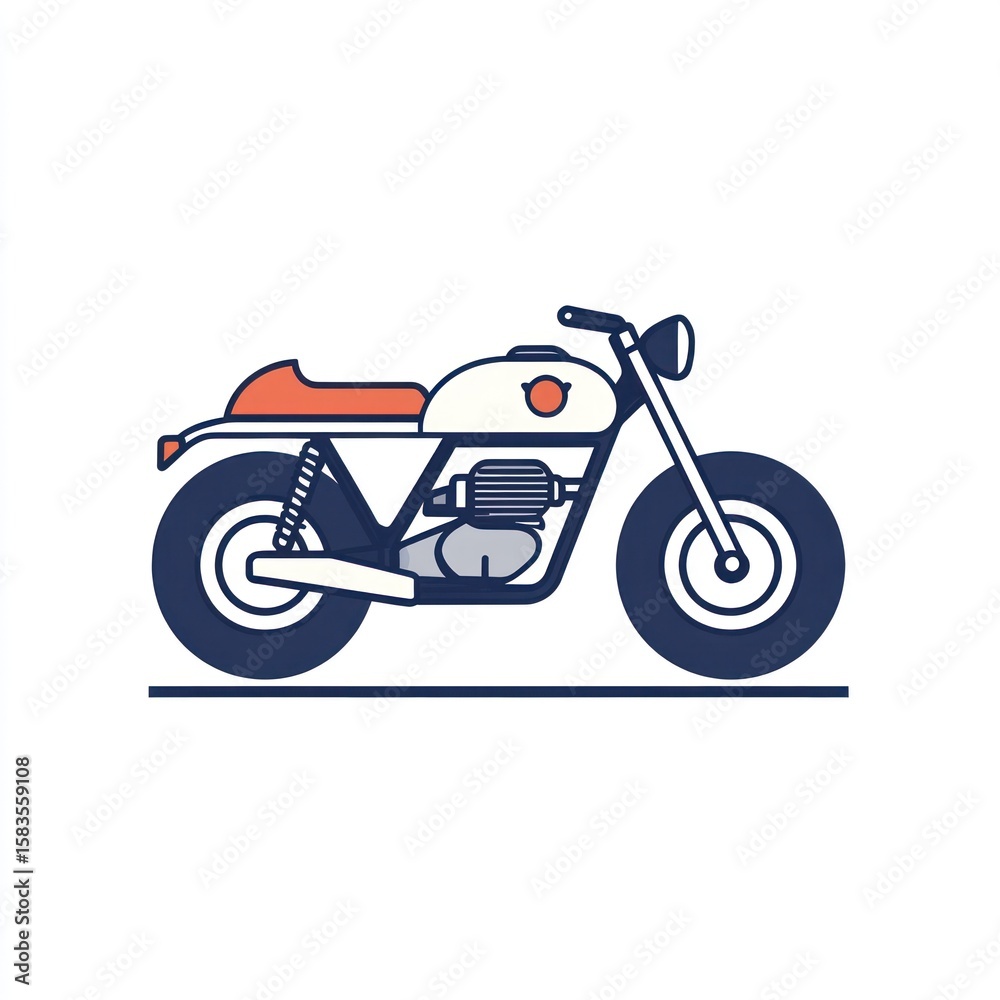 Fototapeta premium Side view of a stylized motorcycle. Simple line art