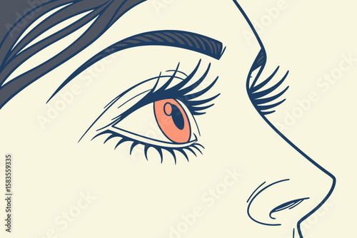 Extreme close up of woman’s eye in modern flat illustration style