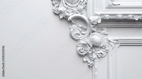 Ornate white wall molding detail (1)