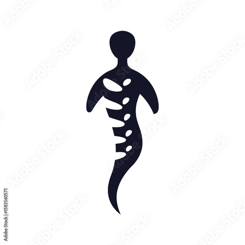 silhouette of a man human spine doodle logo