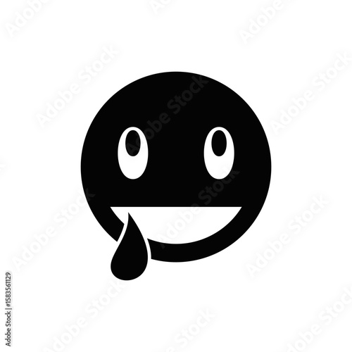 Vector illustration of salivating emoticons. black icons for website design .Simple design on white background.