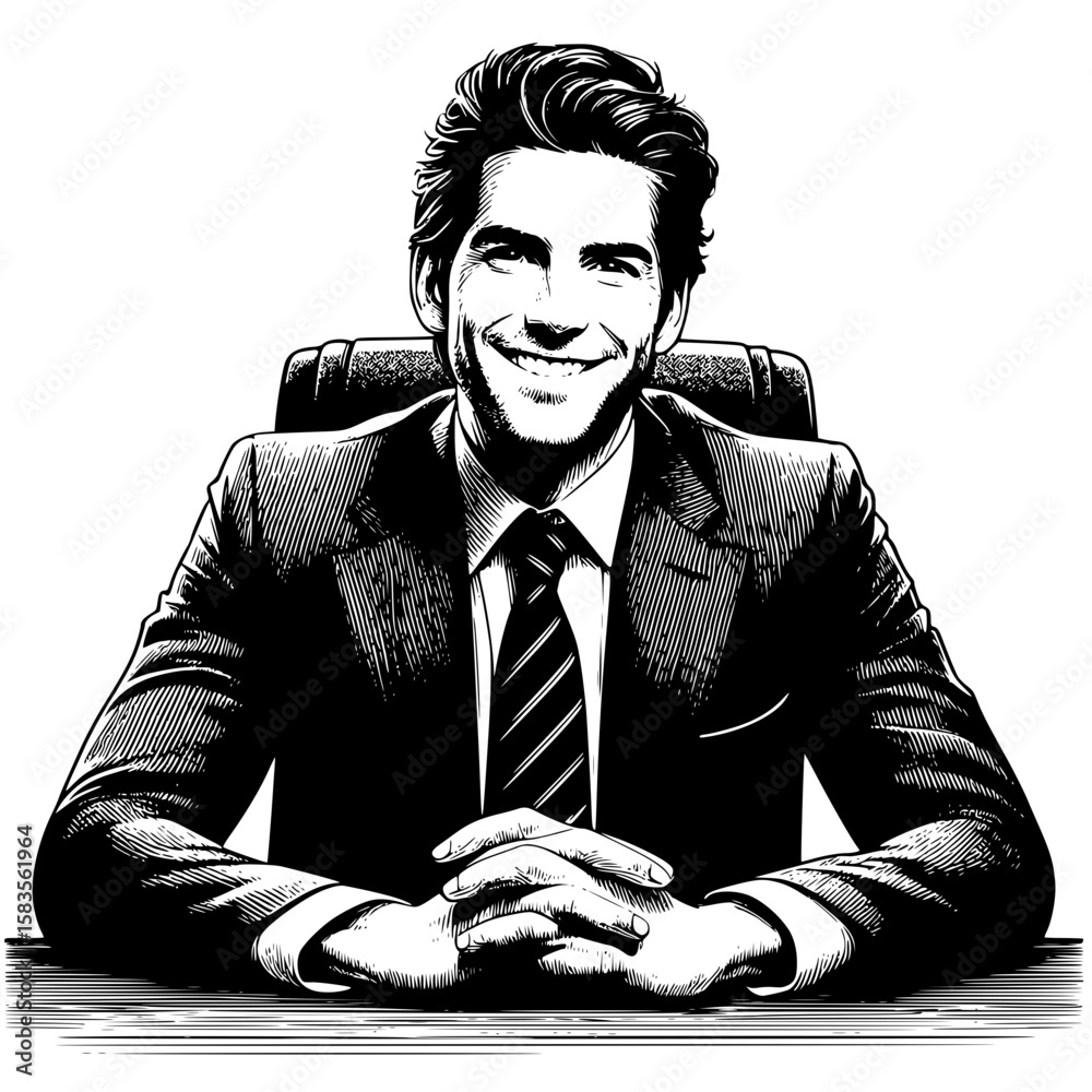 Obraz premium Man sitting in armchair, smiling