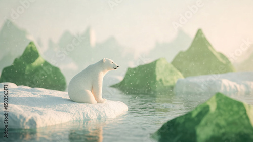 Serene Polar Bear on Iceberg in Idyllic Arctic Landscape