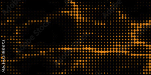 Electric neon waves filling the ether. Shimmering dots forming a pattern of smooth lines, bumps and depressions. Acid vector background for music album.