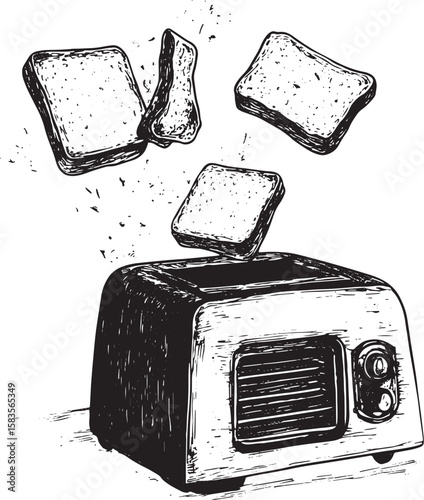 toasts fly up from toaster sketch raster