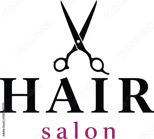 Elegant hair salon logo featuring scissors and stylish lettering