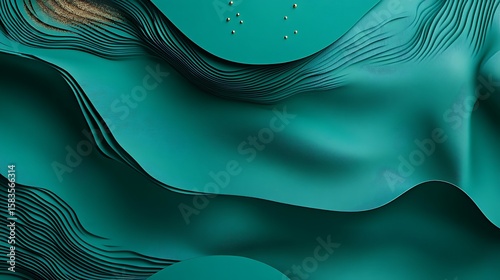 Teal abstract wavy layers