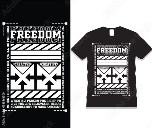 Motivational freedom empowering creativity and self-expression apparel bold creative typography t-shirt design, vector illustration. Print on demand vector eps10.
