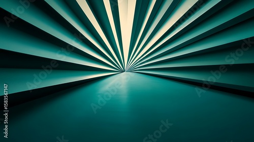 Teal and cream geometric tunnel perspective