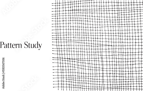 Abstract hand drawn grid pattern in black lines on white background for creative design