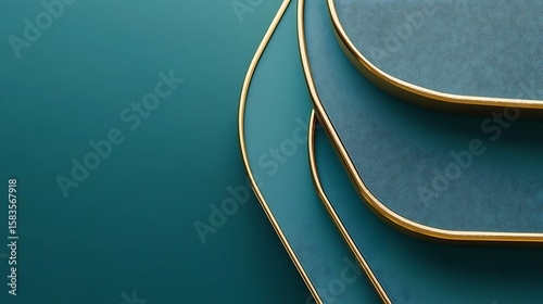 Teal and gold abstract shapes