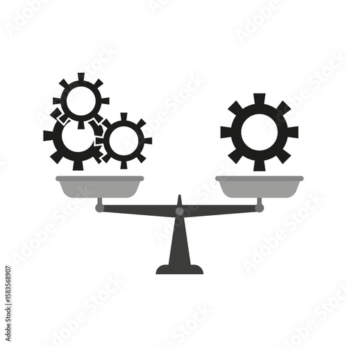 Balance scale icon. Two gears symbol. Process control Vector. Business strategy illustration.