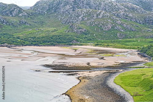 Looking down on the beautiful shore of Gruinard Bay in the Highlands of Scotland.