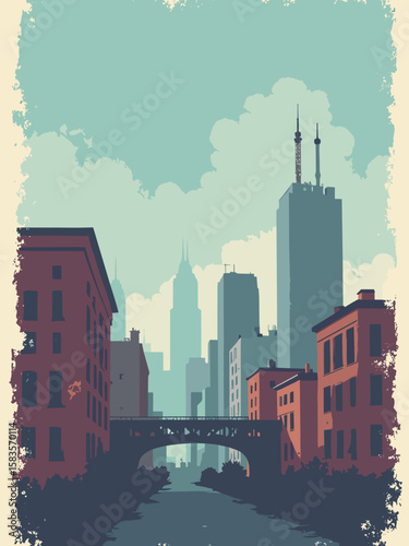 Newark, New Jersey – industrial urban grit meets skyline, textured brick and steel palette
