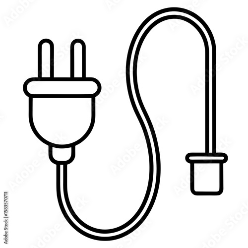 Plug icon, power cable vector 